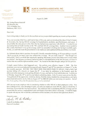 Alan N. Kanter & Associates, Inc. Testimonial Letter